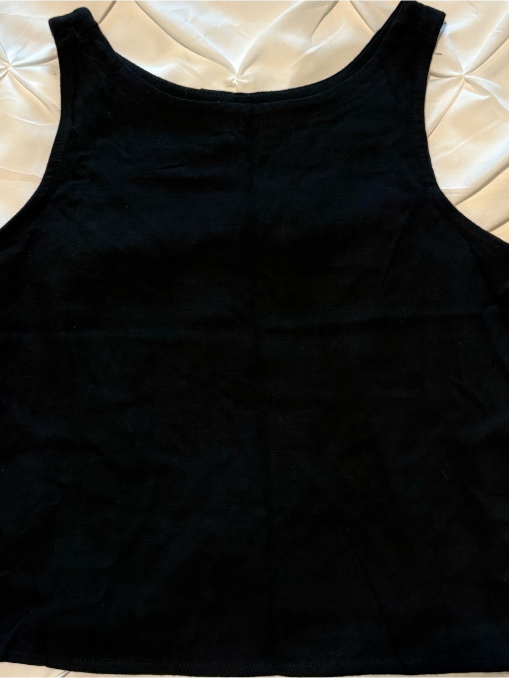 Beachsissi Black Linen-type Back Button Tank Top Size Small NWT